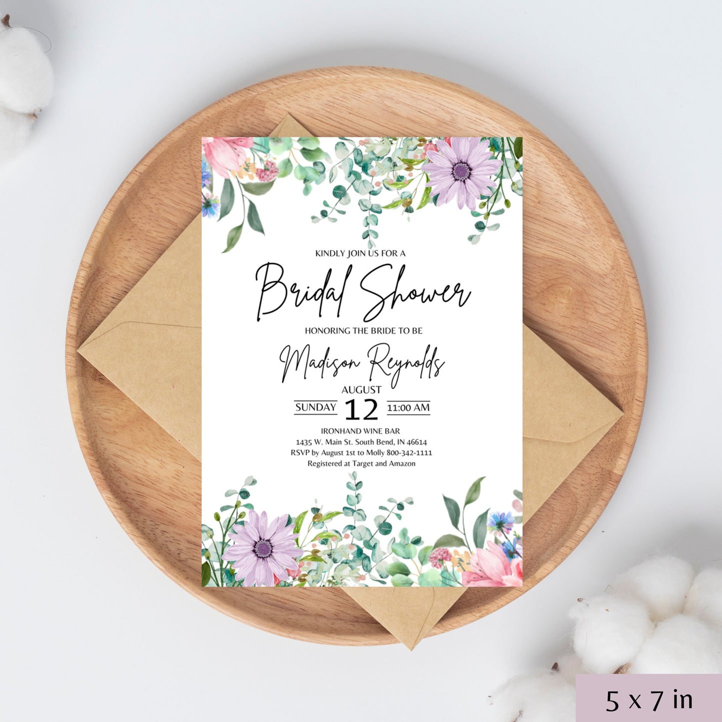 Purple Floral Bridal Shower Bundle Fully Editable Customizable Bridal Shower Templates Instant Download Easy To Use