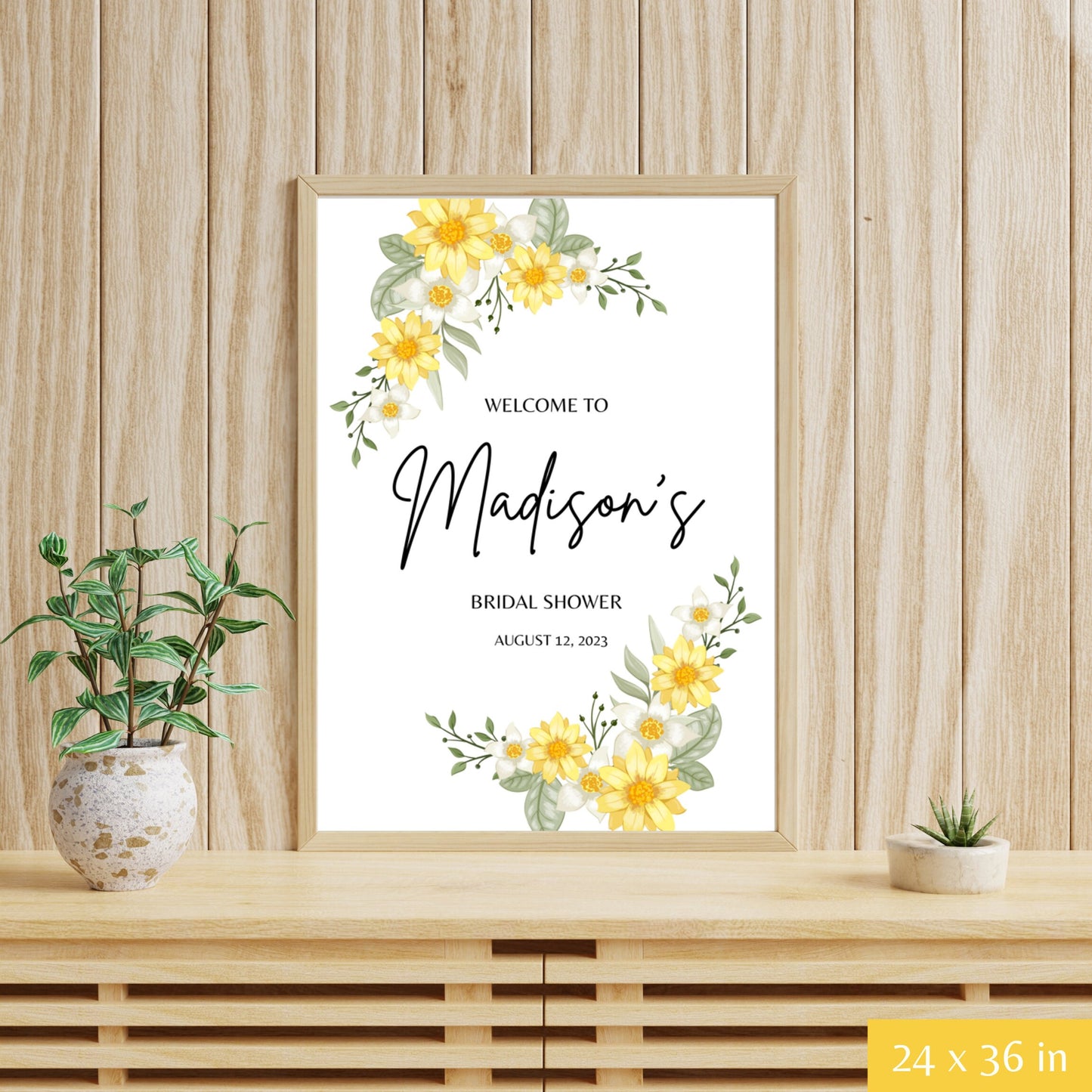 Yellow Floral Bridal Shower Bundle Fully Editable Customizable Bridal Shower Templates Instant Download Easy To Use