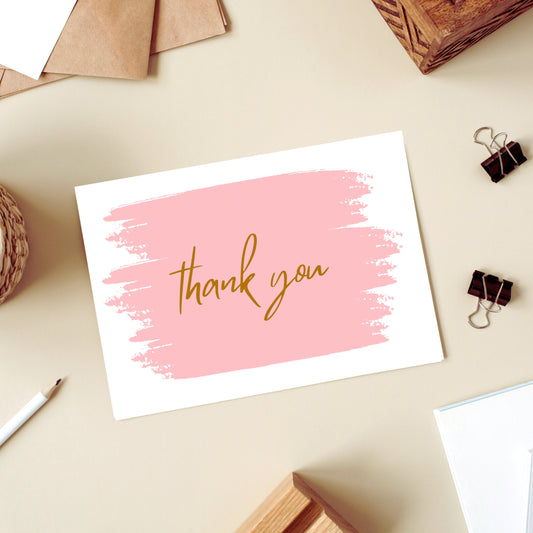 Painted Gold Thank You Card A2 Comes With Envelopes Pack of 6 Choose From Multiple Colors