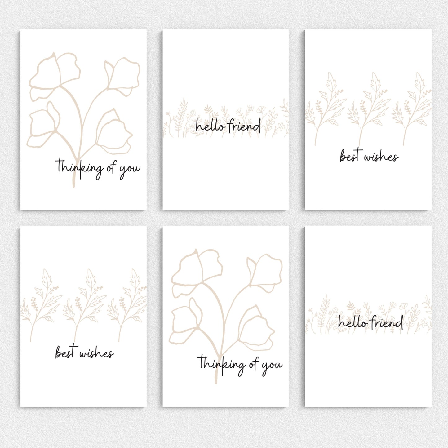 Minimalist Greeting Cards A2 Cards Variety Pack Comes With Envelopes Pack of 6