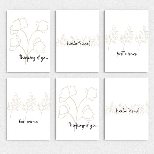Minimalist Greeting Cards A2 Cards Variety Pack Comes With Envelopes Pack of 6