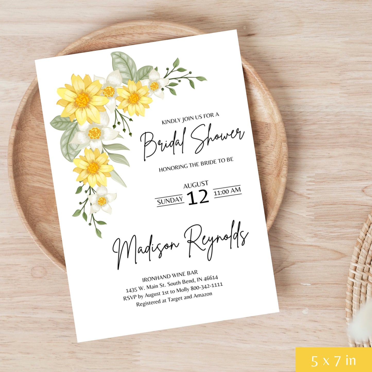 Yellow Floral Bridal Shower Bundle Fully Editable Customizable Bridal Shower Templates Instant Download Easy To Use