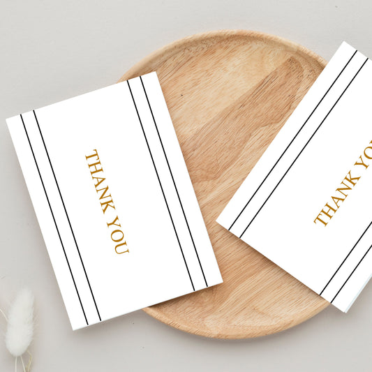 Black & Gold Thank You Card A2 Comes With Envelopes Pack of 6