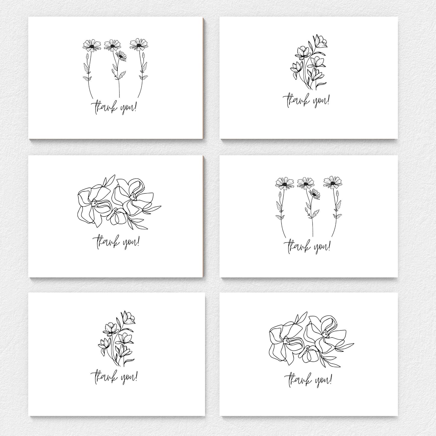 Thank You Black and White A2 Cards Variety Pack Comes With Envelopes Pack of 6