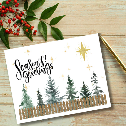 Seasons Greetings Christmas Trees A2 Card Pack Comes With Envelopes Pack of 10