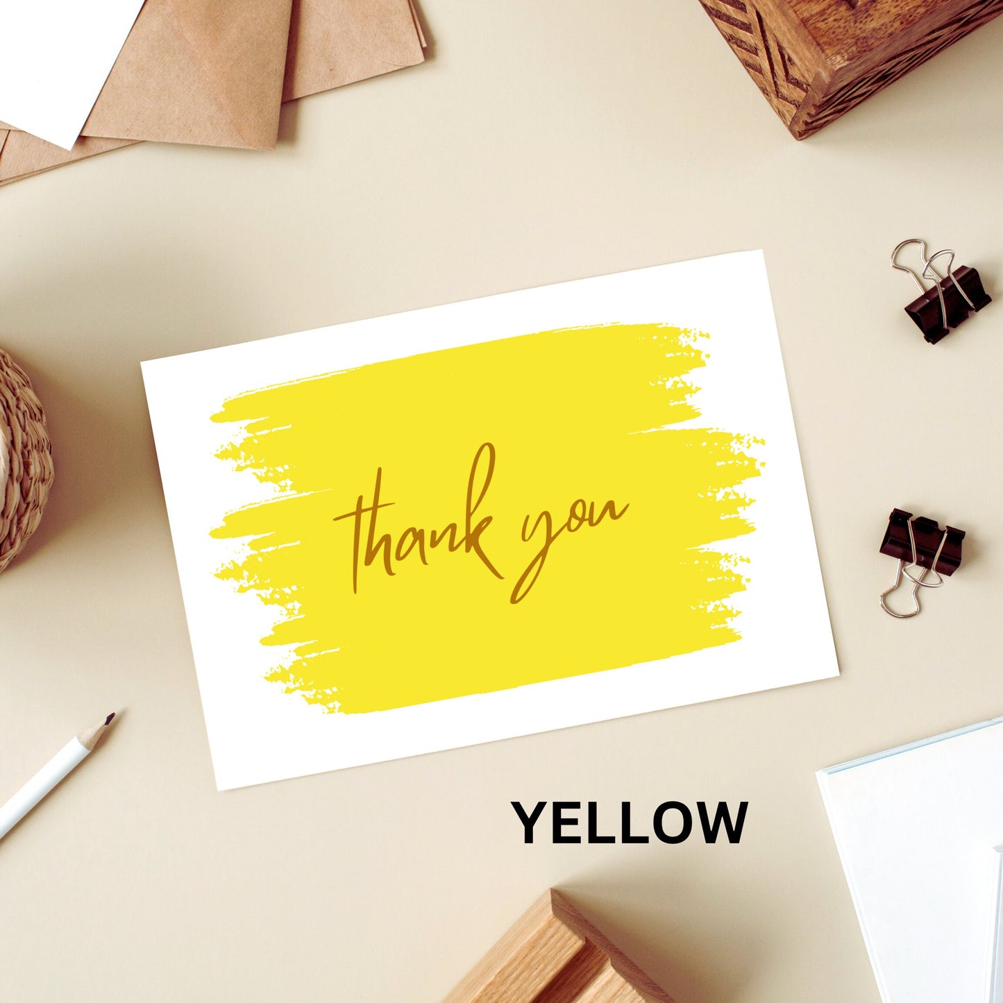 Painted Gold Thank You Card A2 Comes With Envelopes Pack of 6 Choose From Multiple Colors