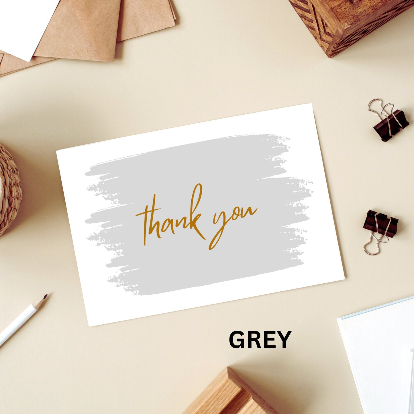Painted Gold Thank You Card A2 Comes With Envelopes Pack of 6 Choose From Multiple Colors