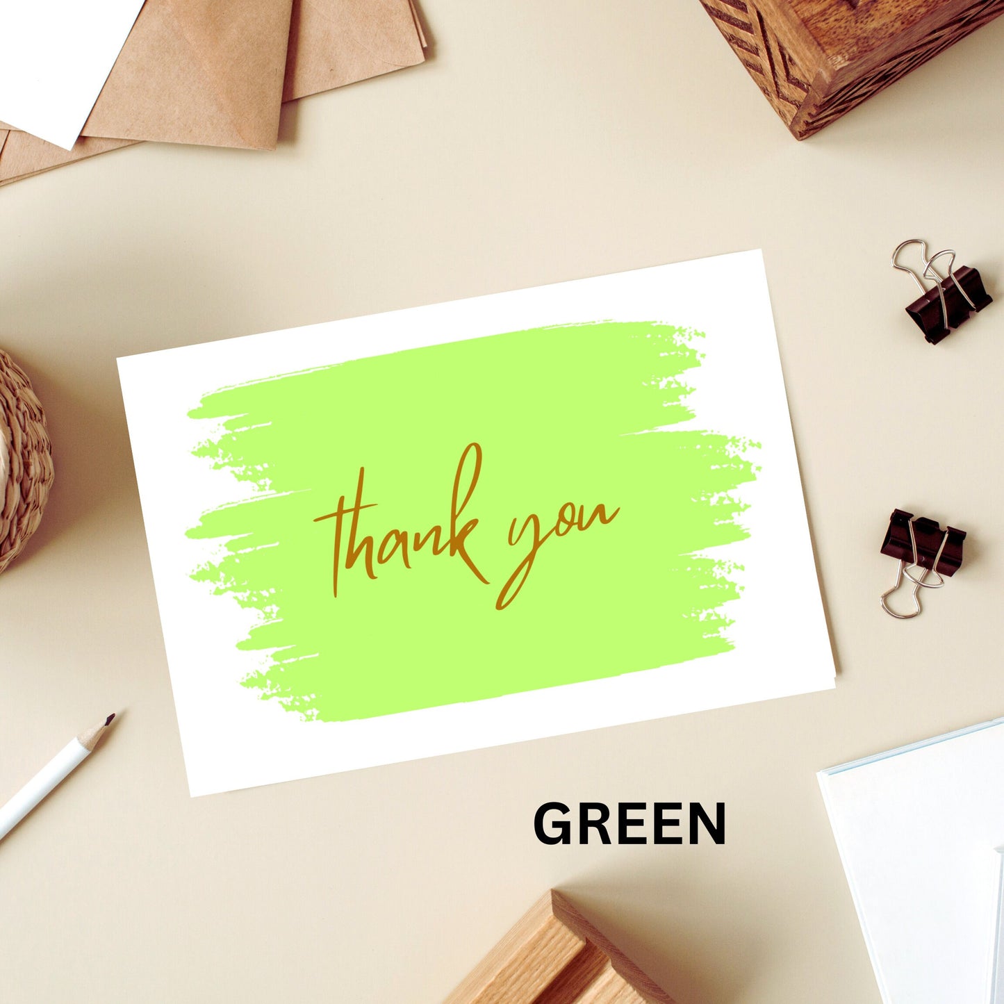 Painted Gold Thank You Card A2 Comes With Envelopes Pack of 6 Choose From Multiple Colors