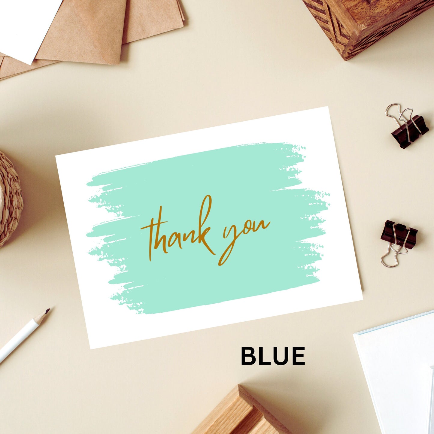 Painted Gold Thank You Card A2 Comes With Envelopes Pack of 6 Choose From Multiple Colors