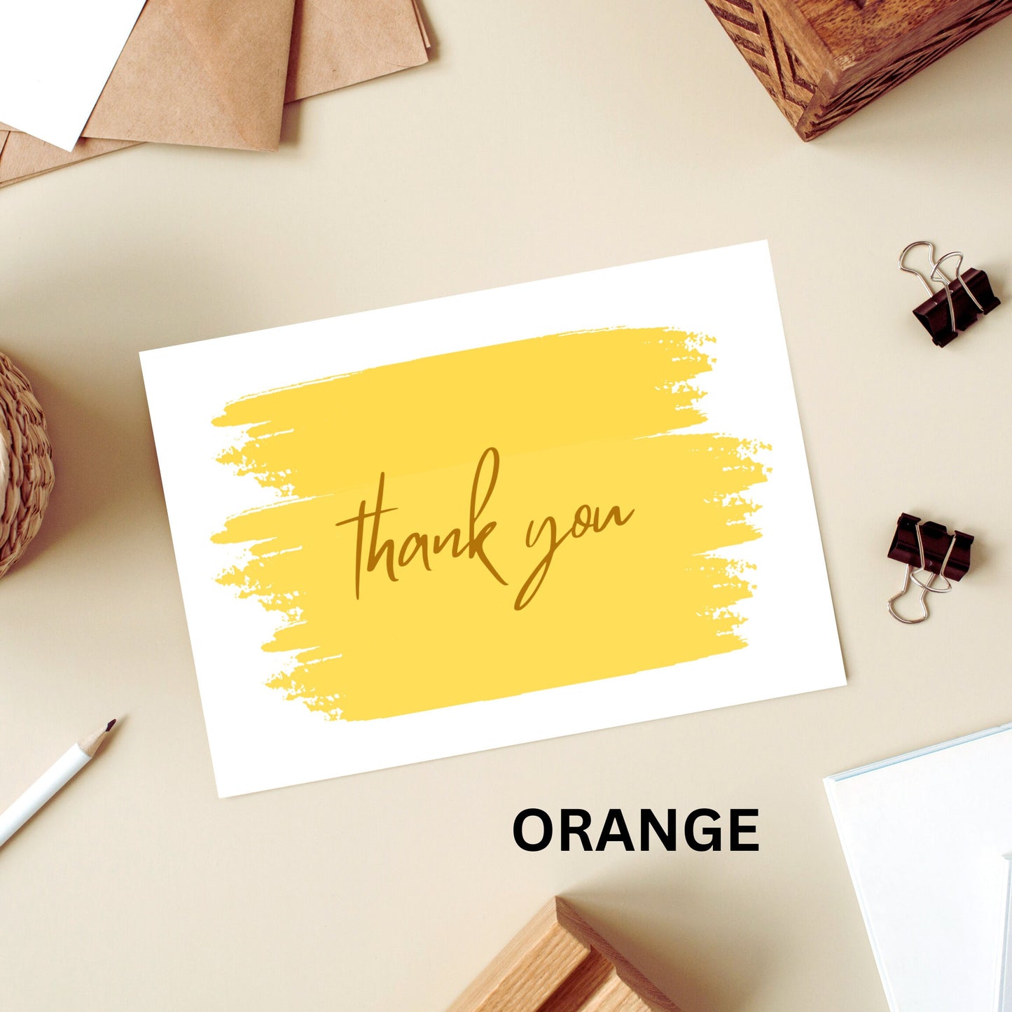 Painted Gold Thank You Card A2 Comes With Envelopes Pack of 6 Choose From Multiple Colors