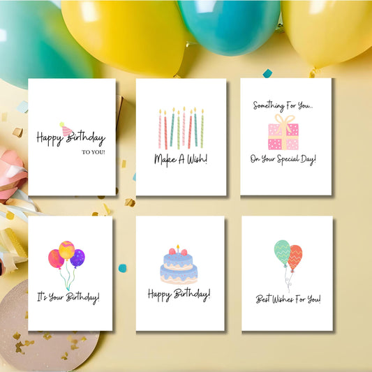 Happy Birthday Assorted A2 Cards Variety Pack Comes With Envelopes Pack of 6